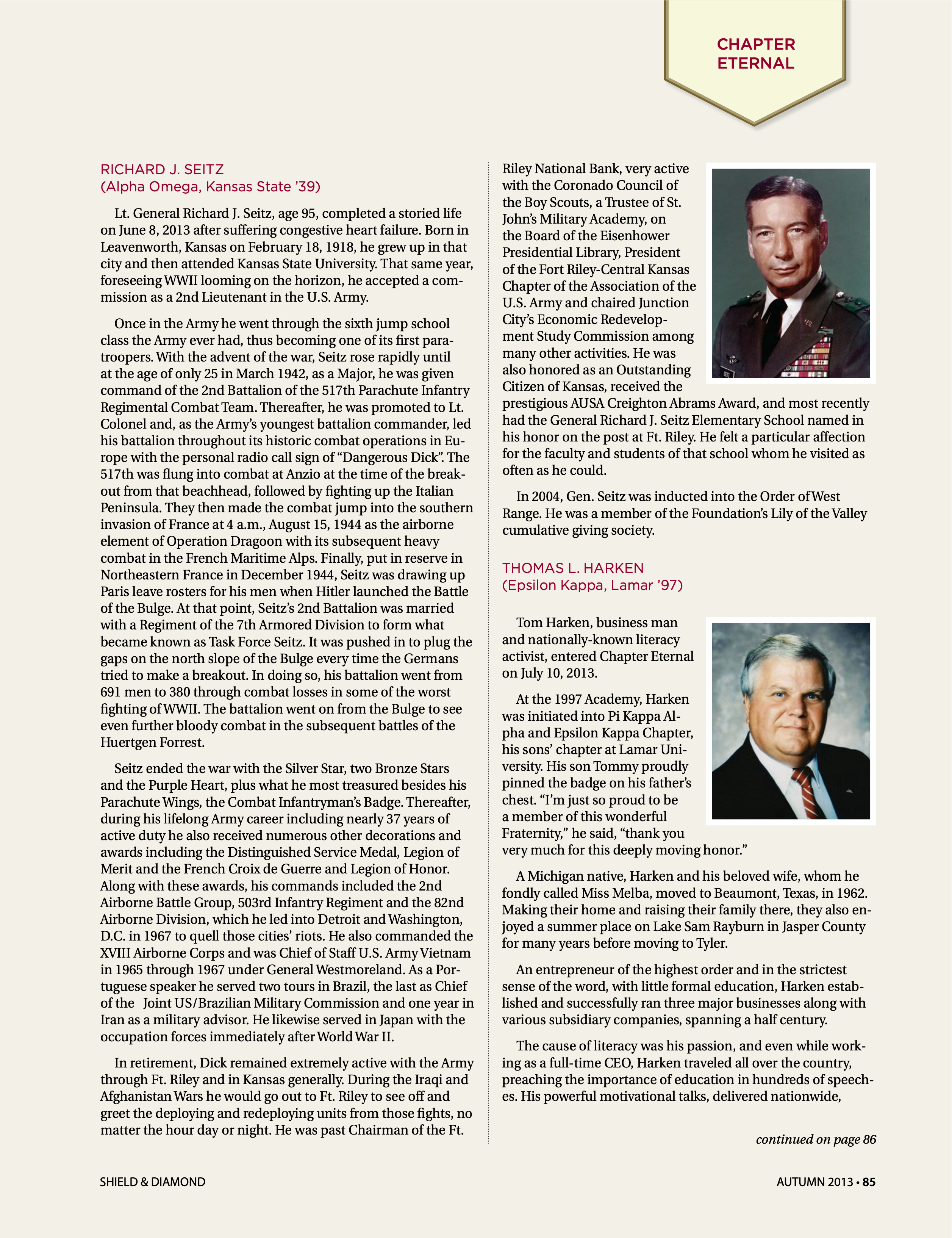 Chapter Eternal, Autumn 2013